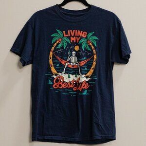 DOM "Living my Best Life" blue t shirt-M